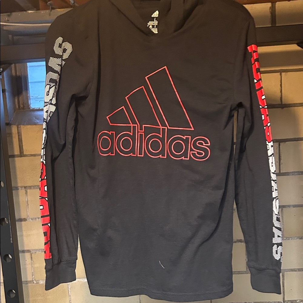 Adidas Kids Black Hoodie with Red Accents